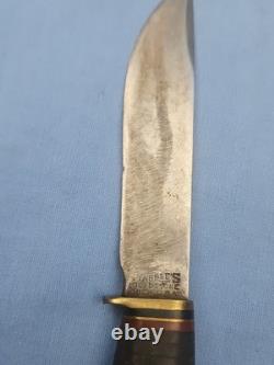 Vintage MARBLES Gladstone Mich. Boy Scout Hunting Knife, Leather Washer Handle