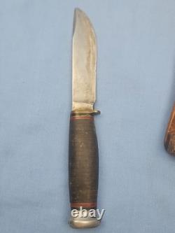 Vintage MARBLES Gladstone Mich. Boy Scout Hunting Knife, Leather Washer Handle