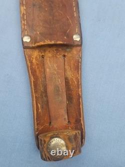 Vintage MARBLES Gladstone Mich. Boy Scout Hunting Knife, Leather Washer Handle