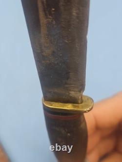 Vintage MARBLES Gladstone Mich. Boy Scout Hunting Knife, Leather Washer Handle