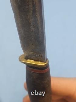 Vintage MARBLES Gladstone Mich. Boy Scout Hunting Knife, Leather Washer Handle