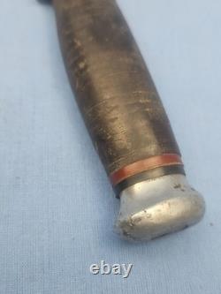 Vintage MARBLES Gladstone Mich. Boy Scout Hunting Knife, Leather Washer Handle