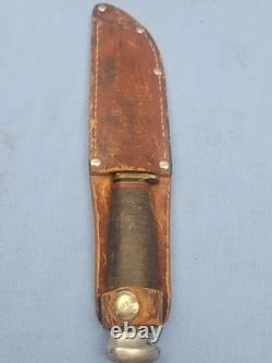 Vintage MARBLES Gladstone Mich. Boy Scout Hunting Knife, Leather Washer Handle