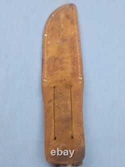 Vintage MARBLES Gladstone Mich. Boy Scout Hunting Knife, Leather Washer Handle