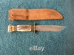 Vintage MARBLES STAG ON STAG 4 PIN IDEAL HUNTING KNIFE Gladstone Mich. USA Withshh
