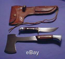 Vintage MATCHING WESTERN USA W10 Hatchet & W66 Hunting Skinning Knife & Case Set