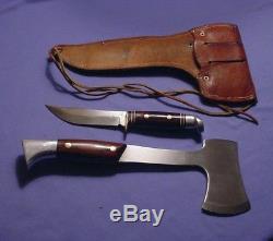 Vintage MATCHING WESTERN USA W10 Hatchet & W66 Hunting Skinning Knife & Case Set