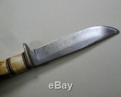 Vintage MORSETH stag handle, old fixed blade custom hunting knife, no sheath