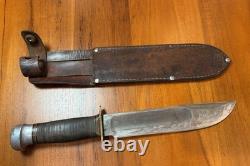 Vintage Marble's Gladstone 7 Blade Ideal Hunting Knife Stacked Leather Handle