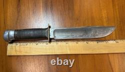 Vintage Marble's Gladstone 7 Blade Ideal Hunting Knife Stacked Leather Handle