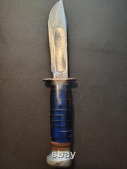 Vintage Marbles 9 Fixed Blade Knife With Custom Snakeskin Sheath