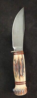 Vintage Marbles Gladstone 8 3/8 Fixed Blade Hunting knife withStag Horn Hdl