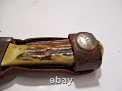 Vintage Marbles Gladstone Dall Deweese 7 Fixed Blade Knife & Marbles Sheath