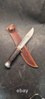 Vintage Marbles Gladstone Fixed Blade Knife With Sheath