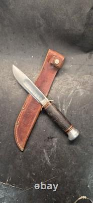 Vintage Marbles Gladstone Fixed Blade Knife With Sheath