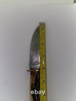 Vintage Marbles Gladstone Full Stag Woodcraft Hunting Knife With Sheath