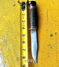 Vintage Marbles Gladstone, MI. Fixed Blade Knife & Leather Deer Stag Sheath