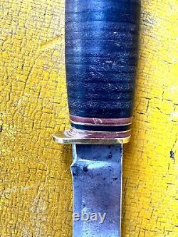 Vintage Marbles Gladstone, MI. Fixed Blade Knife & Leather Deer Stag Sheath