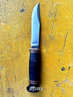 Vintage Marbles Gladstone, MI. Fixed Blade Knife & Leather Deer Stag Sheath