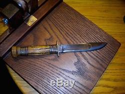 Vintage Marbles Gladstone Mich, Stag 4 Pins Fixed Blade Hunting Knife