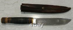 Vintage Marbles Gladstone Stag pommel Knife with Tube Sheath