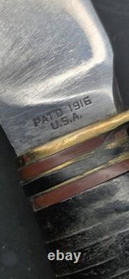 Vintage Marbles Gladstone USA Skinning Hunting Knife Leather Sheath Patd 1916