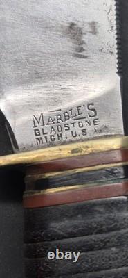 Vintage Marbles Gladstone USA Skinning Hunting Knife Leather Sheath Patd 1916
