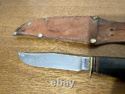 Vintage Marbles Stacked Leather Handle Knife With Original Sheath Gladstone MI USA