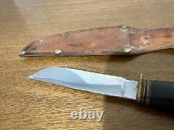 Vintage Marbles Stacked Leather Handle Knife With Original Sheath Gladstone MI USA