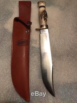 Vintage Marbles USA Trailmaker Bowie 10 Blade Knife Withsheath Stag/Stag Hunting