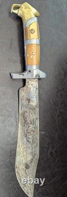 Vintage Mexican Mexico Eagle Head Bowie 12 Knife, 8 Blade Original Sheath Vintage Mexican Mexico Eagle Head Bowie 12 Knife, 8 Blade Original Sheath