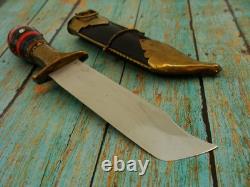 Vintage Middle Eastern Kucha Interlocking Bowie Knife & Sheath Hunting Knives
