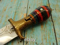 Vintage Middle Eastern Kucha Interlocking Bowie Knife & Sheath Hunting Knives