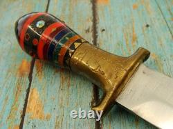 Vintage Middle Eastern Kucha Interlocking Bowie Knife & Sheath Hunting Knives