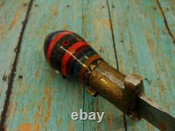 Vintage Middle Eastern Kucha Interlocking Bowie Knife & Sheath Hunting Knives