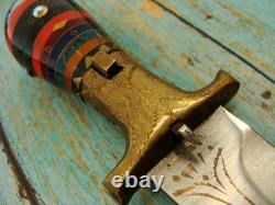 Vintage Middle Eastern Kucha Interlocking Bowie Knife & Sheath Hunting Knives