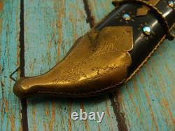 Vintage Middle Eastern Kucha Interlocking Bowie Knife & Sheath Hunting Knives