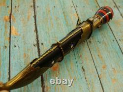 Vintage Middle Eastern Kucha Interlocking Bowie Knife & Sheath Hunting Knives