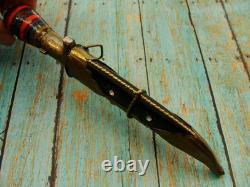 Vintage Middle Eastern Kucha Interlocking Bowie Knife & Sheath Hunting Knives