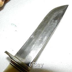 Vintage Morseth Brusletto Fixed Blade Hunting Knife With Stag Handle & Sheath