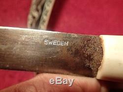 Vintage Nice Carved Horn Handle Knife Puukko & Horn Sheath Sweden Lapland Sami