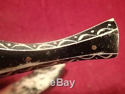 Vintage Nice Carved Horn Handle Knife Puukko & Horn Sheath Sweden Lapland Sami