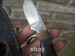 Vintage Olsen O. K. Fixed Drop Point Knife Howard City Mich With Leather Sheath