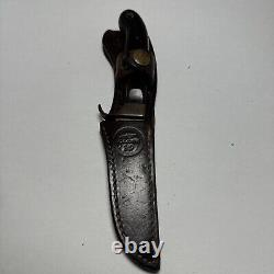 Vintage Olsen O. K. Knife Howard City Mich With Leather Sheath Knife