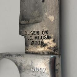 Vintage Olsen OK #706 Fixed Blade Hunting Knife with Sheath Howard City, MI USA