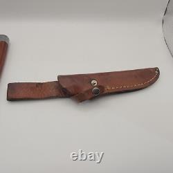 Vintage Olsen OK #706 Fixed Blade Hunting Knife with Sheath Howard City, MI USA