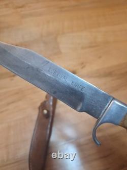 Vintage Olsen Ok Us # 710 Bowie Survival Knife In Original Sheath Good Condition