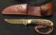Vintage Olsen #Olsen Grizzly Stag Handle US Olsen OK Hunting Knife with Sheath