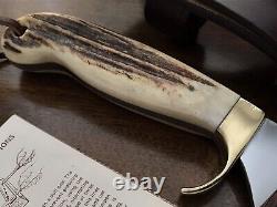 Vintage Olson OK Fixed Blade Hunting Knife Stag Handle