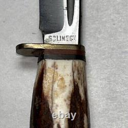 Vintage Omegawerks Solingen Germany Pair of Hunting Knives With Embossed Sheath